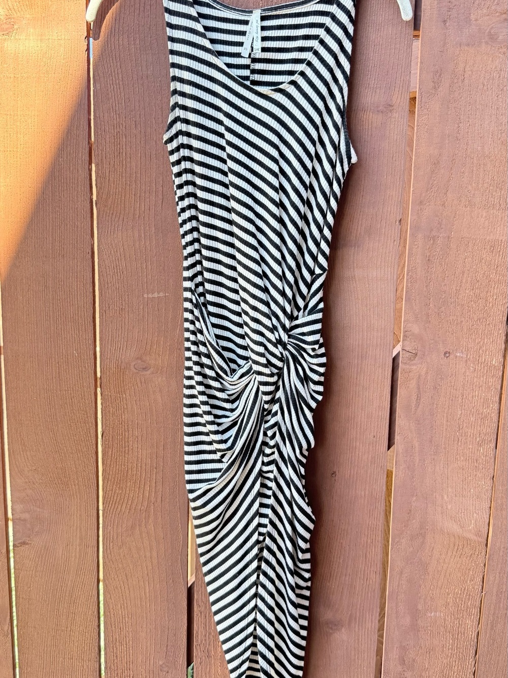 Black and White Striped Knot-Front Women's Skirt